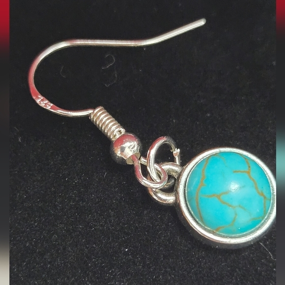 925 Silver Hook Turquoise and Silver Dangle Earrings - Picture 12 of 15